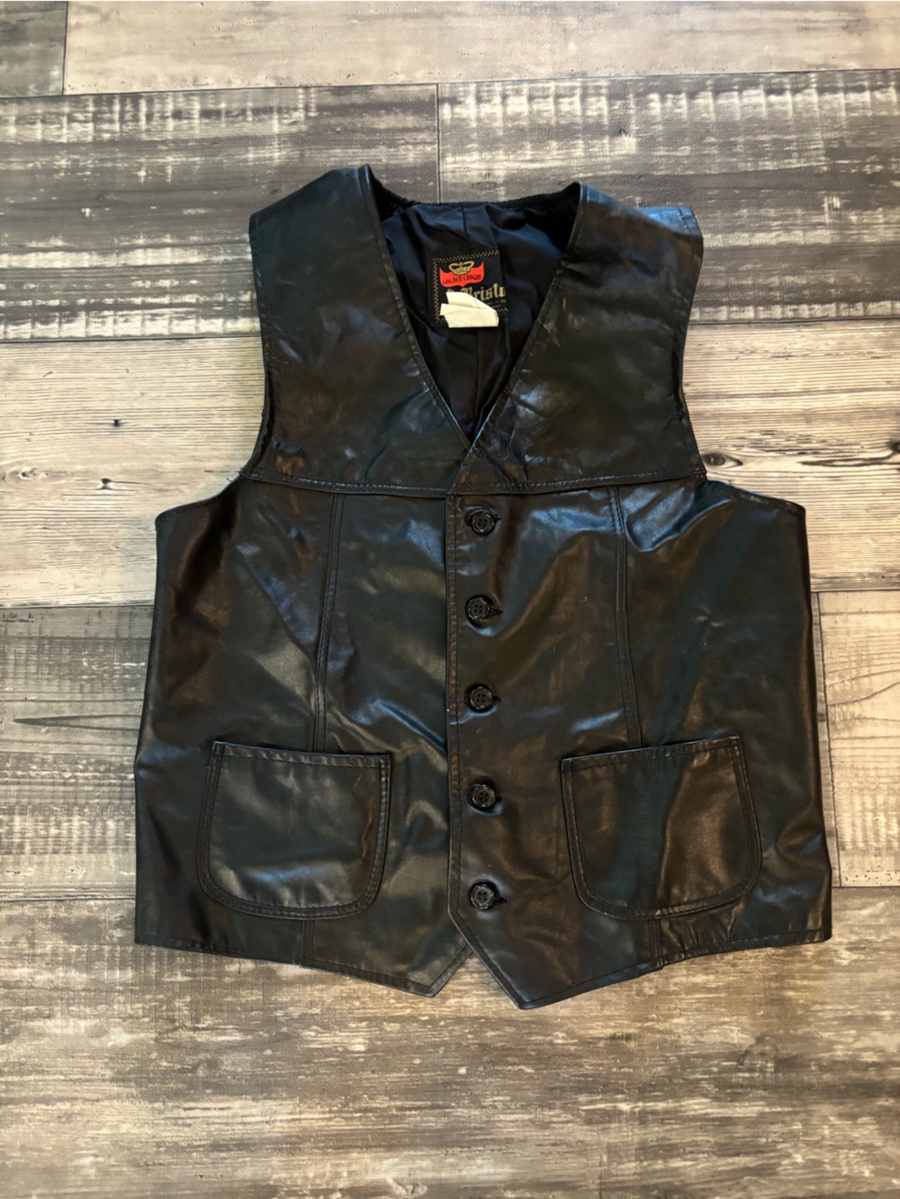 Classic Black Leather Vest - Unbranded